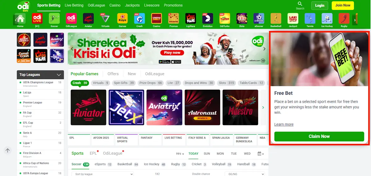 Odibets Casino and Sportsbook and Welcome Free Bet Screenshot